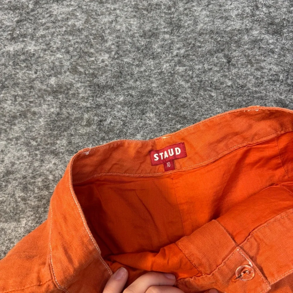 STAUD HELIOS 100% Linen Vacation Baggy Wide Leg High Rise Colorful Shorts - Picture 4 of 6